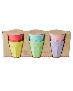 Rice Melamine | Set of 6 Melamine Cups | Cool Colours