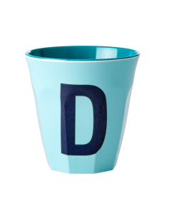 Rice Melamine Cup | Letter D in Dark Mint