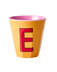 Rice Melamine Cup | Letter E in Apricot