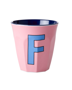 Rice Melamine Cup | Letter F in Pink