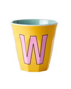 Rice Melamine Cup | Letter W in Soft Apricot | SKiN&BLiSS