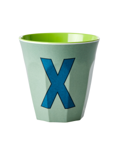 Rice Melamine Cup | Letter X in Green | SKiN&BLiSS