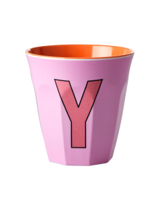 Rice Melamine Cup | Letter Y in Pink