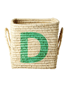 Rice Raffia Storage Basket | Natural Colour Letter D | SKiN&BLiSS