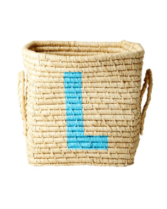 Rice Raffia Storage Basket | Natural Colour Letter L | SKiN&BLiSS