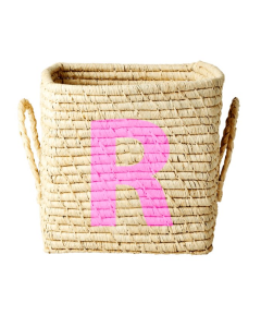 Rice Raffia Storage Basket | Natural Colour Letter R | SKiN&BLiSS