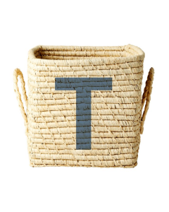 Raffia Storage Basket by Rice | Letter T