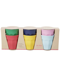 Rice Set of 6 Melamine Cups in Classic FAVOURITE Colours